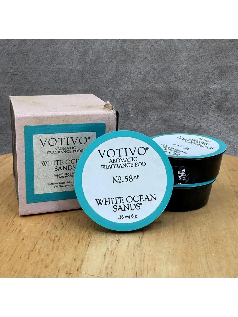 Votivo White Ocean Sands Aromatic Fragrance Pods 3 Pack Black Box Diffuser Blue